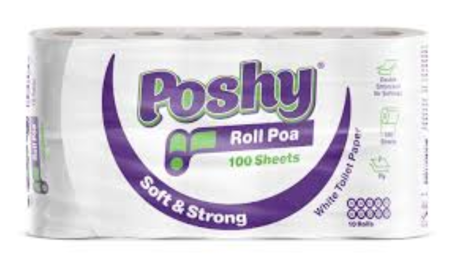  Poshy Roll Poa - 100 Sheets  Premium Blended  2 Ply - Ten Pack - Wrapped